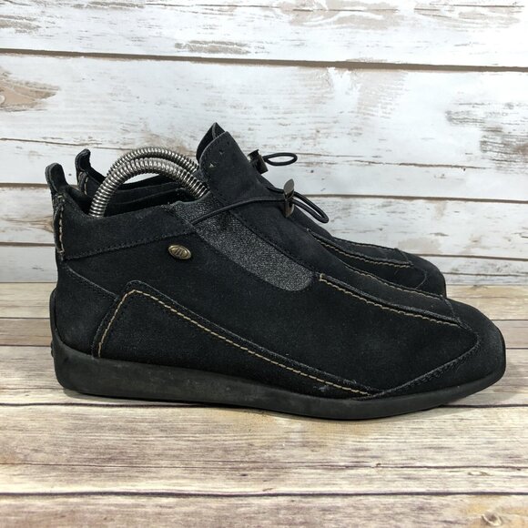 Tecnica Cowhide Leather Ankle Boots Womens Size 8.5  Drawstring Black Slip On - Picture 5 of 11